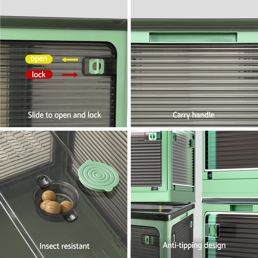 Artiss Storage Container Foldable Stackable Large 5 Sides Open Transparent 140L-Home & Garden > Storage-PEROZ Accessories