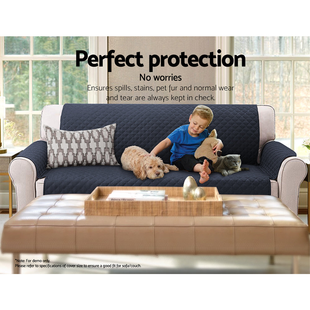 Artiss Sofa Cover Couch Covers 3 Seater Quilted Dark Grey-Furniture > Sofas > Sofa Accessories-PEROZ Accessories