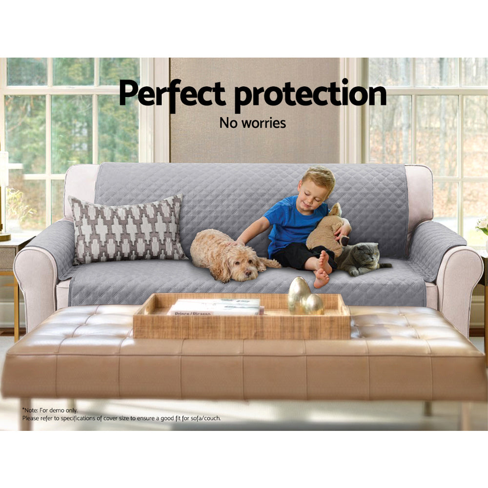 Artiss Sofa Cover Couch Covers 3 Seater Quilted Grey-Furniture > Sofas > Sofa Accessories-PEROZ Accessories