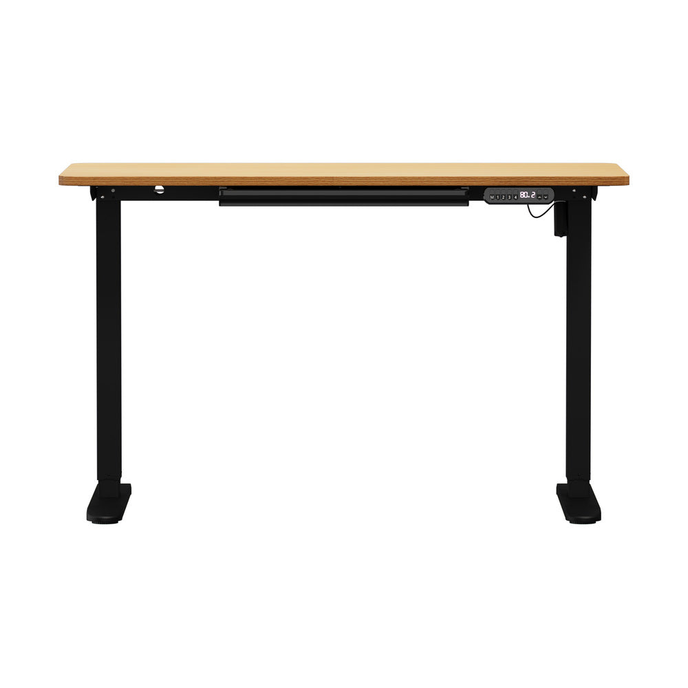 Oikiture 120CM Electric Standing Desk with Drawer Height Adjustable Black & Oak-Standing Desk-PEROZ Accessories