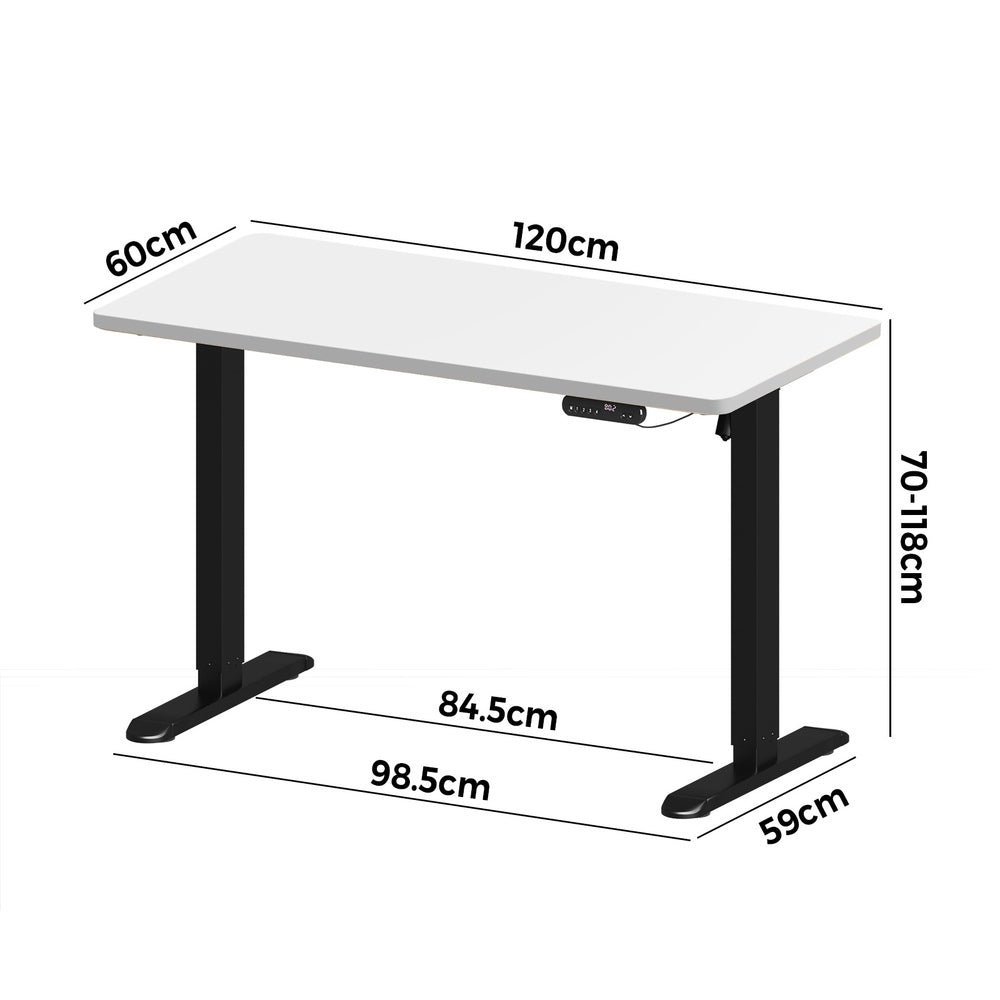 Oikiture 120CM Electric Standing Desk Single Motor Black&White-Standing Desks-PEROZ Accessories