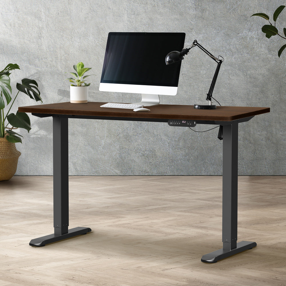 Oikiture 120CM Electric Standing Desk Single Motor Black&Walnut-Standing Desks-PEROZ Accessories