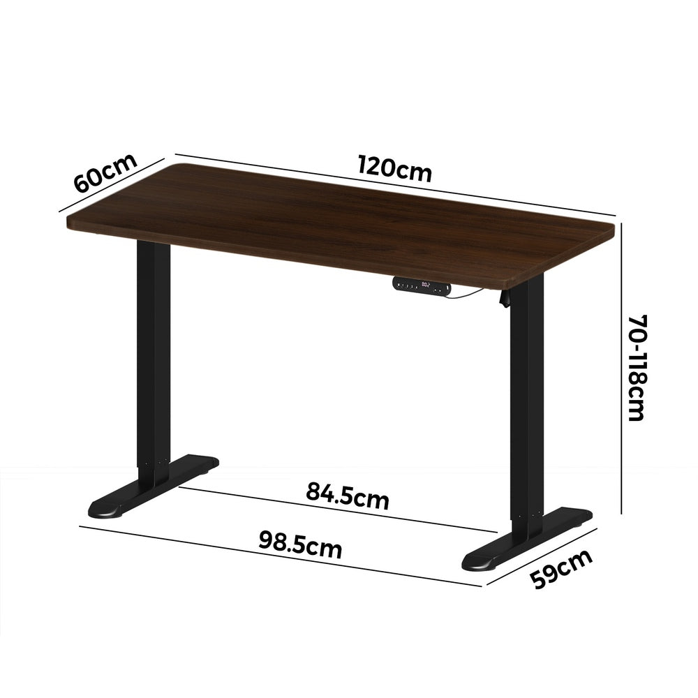 Oikiture 120CM Electric Standing Desk Single Motor Black&Walnut-Standing Desks-PEROZ Accessories