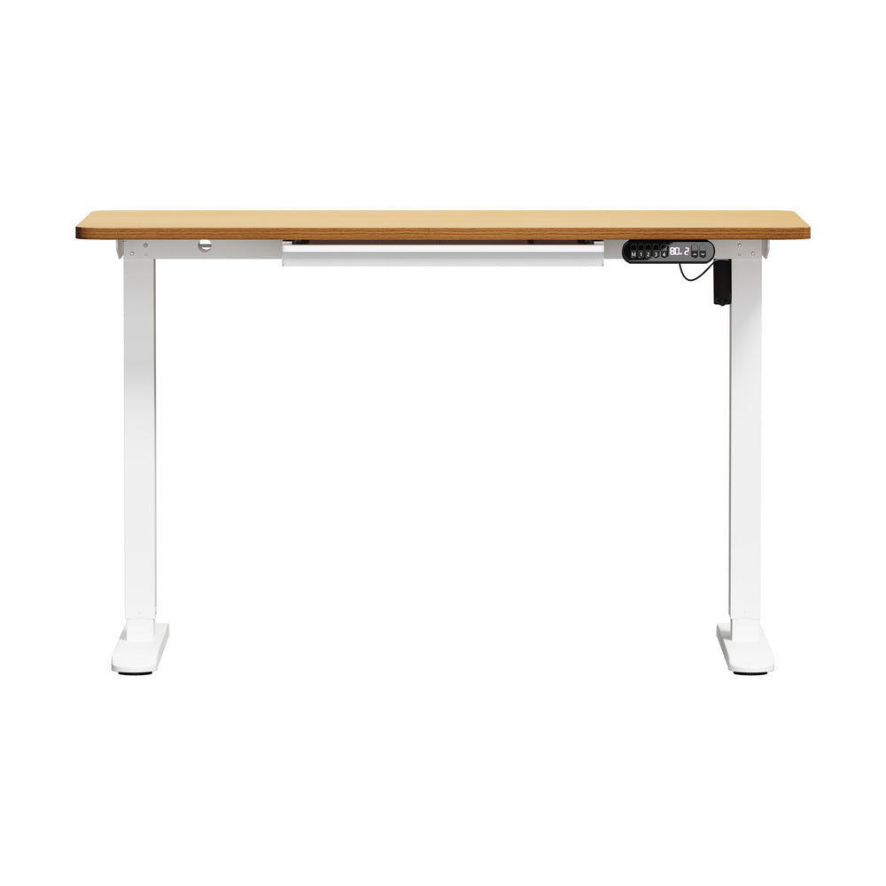 Oikiture 120CM Electric Standing Desk with Drawer Height Adjustable White & Oak-Standing Desk-PEROZ Accessories