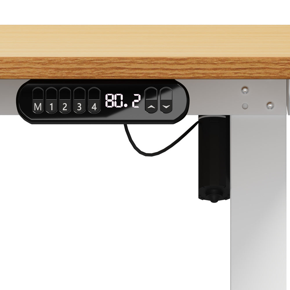 Oikiture 120CM Electric Standing Desk with Drawer Height Adjustable White & Oak-Standing Desk-PEROZ Accessories