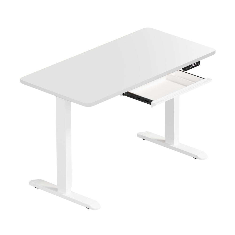 Oikiture 120cm Electric Standing Desk With Drawer Adjustable White-Standing Desk-PEROZ Accessories