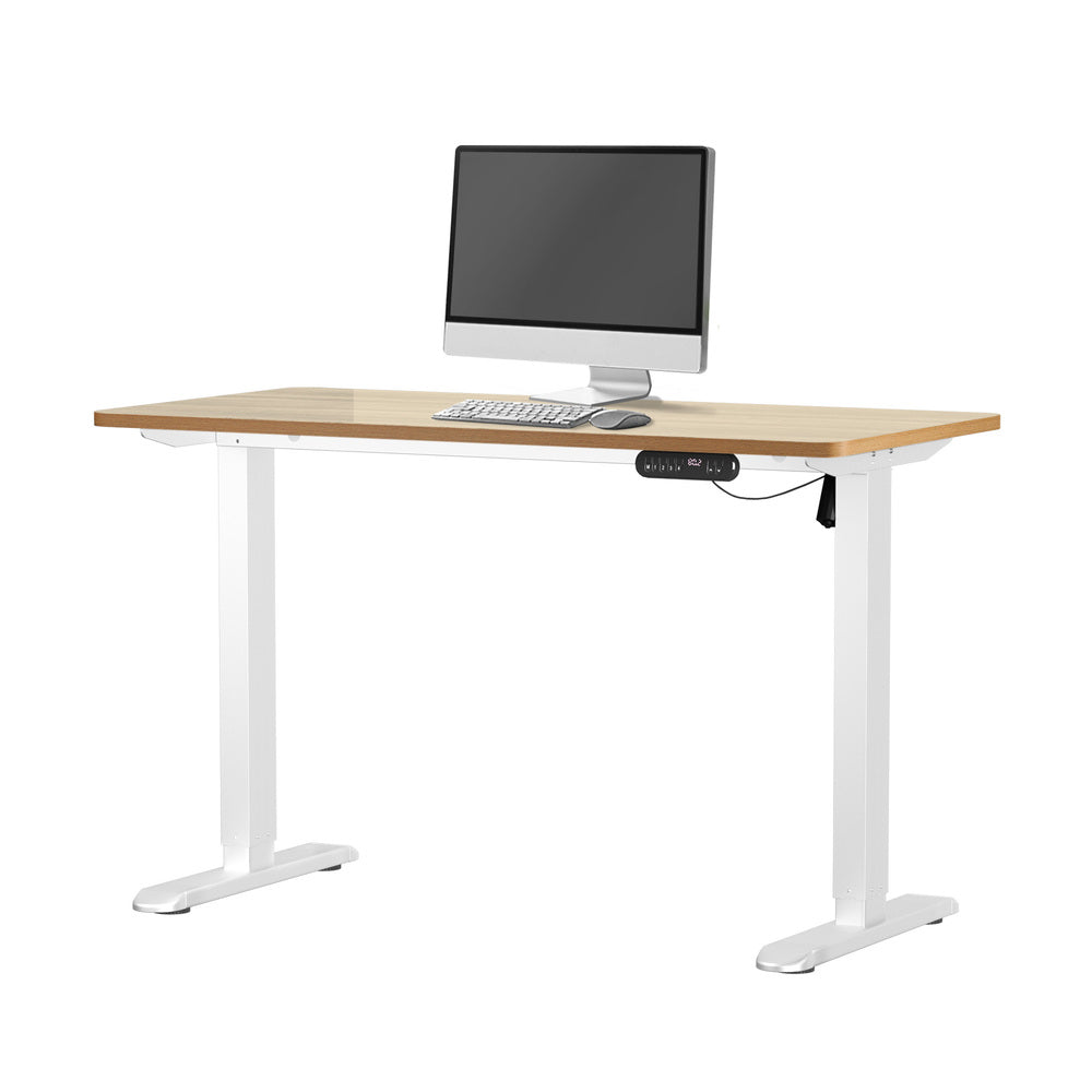Oikiture 120CM Electric Standing Desk Single Motor White&Oak-Standing Desks-PEROZ Accessories