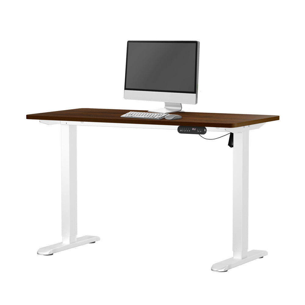 Oikiture 120CM Electric Standing Desk Single Motor White&Walnut-Standing Desks-PEROZ Accessories