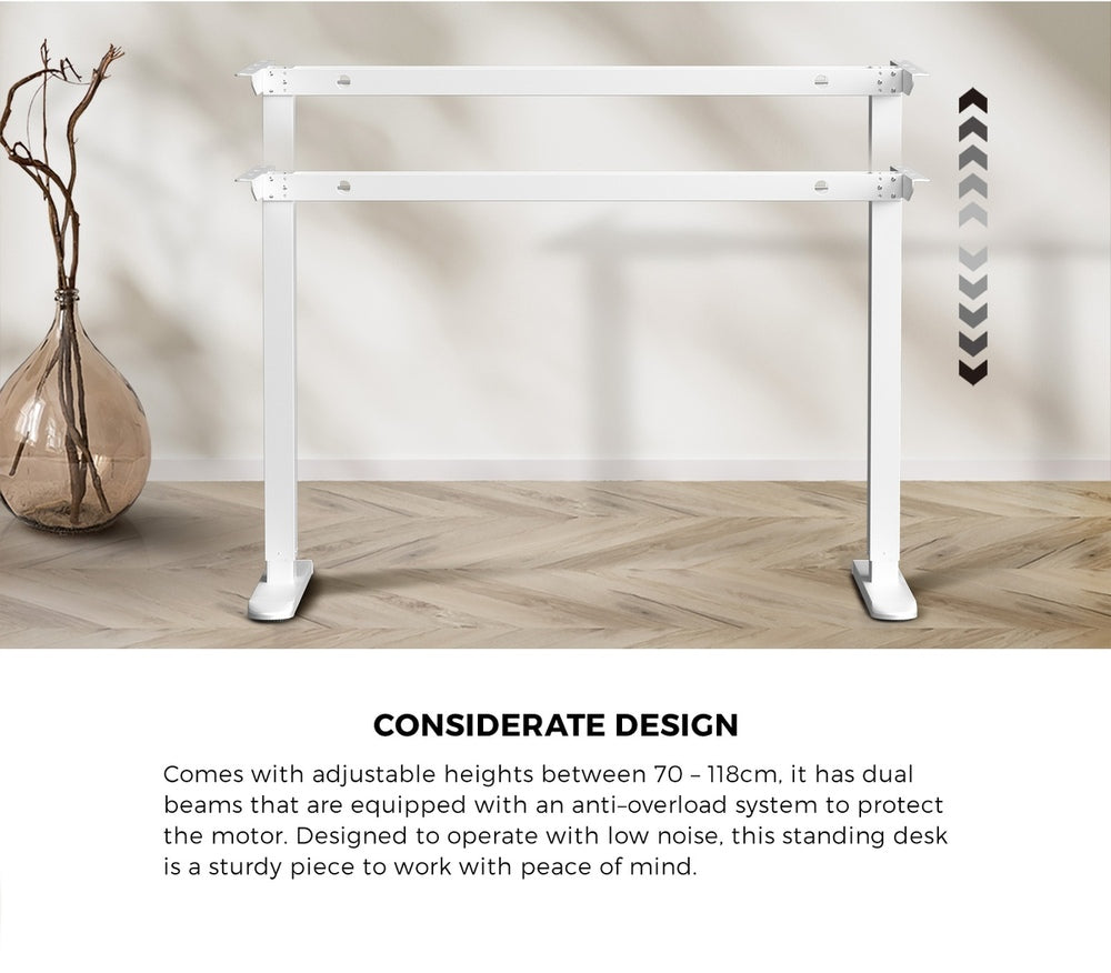 Oikiture 120CM Electric Standing Desk Single Motor White&Walnut-Standing Desks-PEROZ Accessories