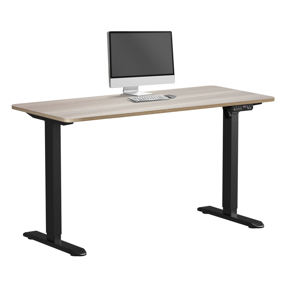 Oikiture Electric Standing Desk Single Motor Black & Grey-Oak 140CM-Standing Desk-PEROZ Accessories