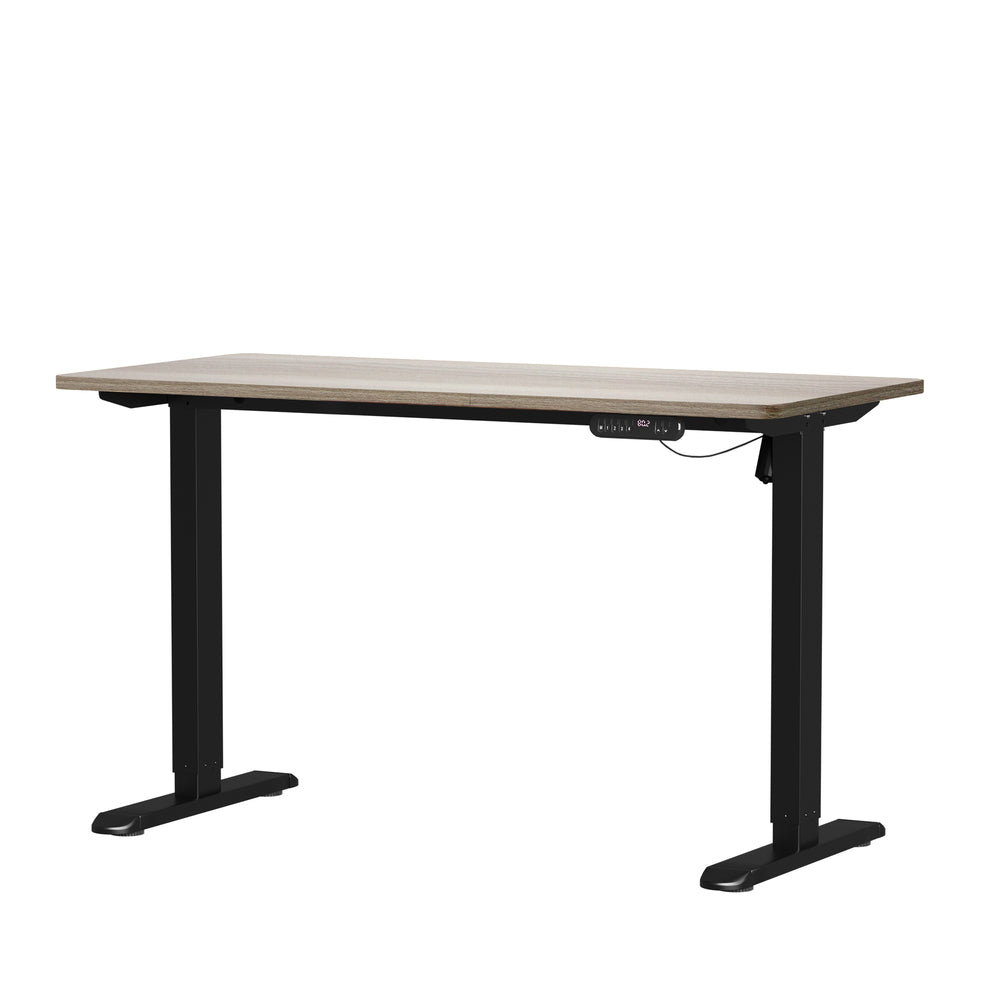 Oikiture Electric Standing Desk Single Motor Black & Grey-Oak 140CM-Standing Desk-PEROZ Accessories