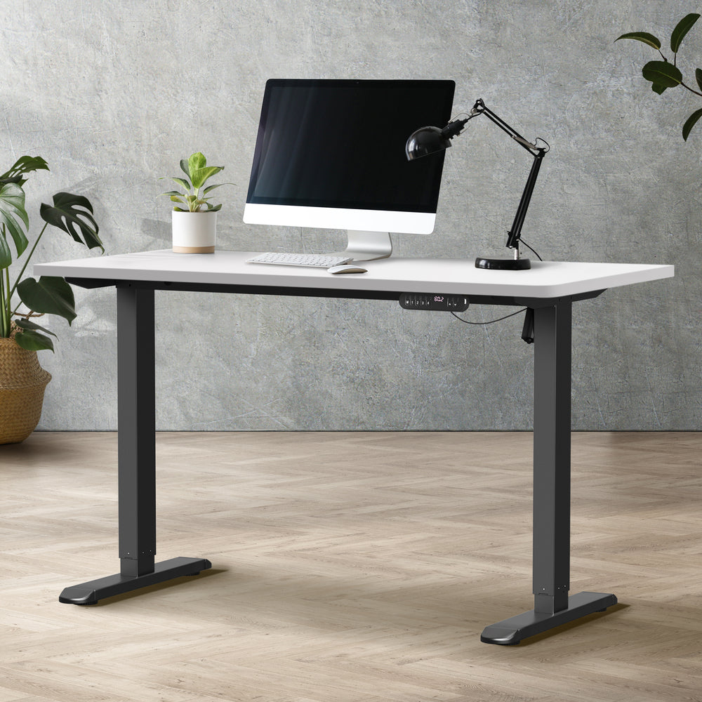 Oikiture Electric Standing Desk Single Motor Black & White 140CM-Standing Desk-PEROZ Accessories