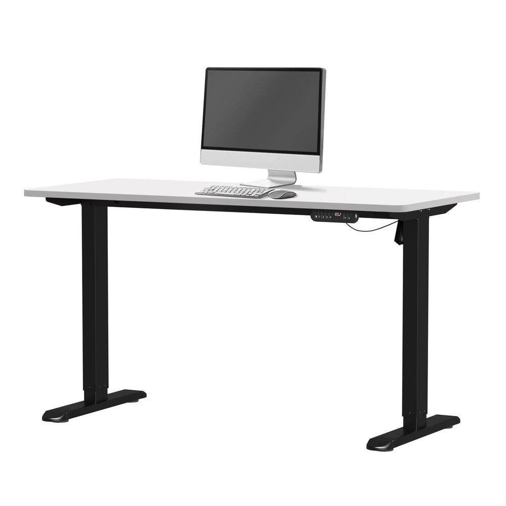 Oikiture Electric Standing Desk Single Motor Black & White 140CM-Standing Desk-PEROZ Accessories