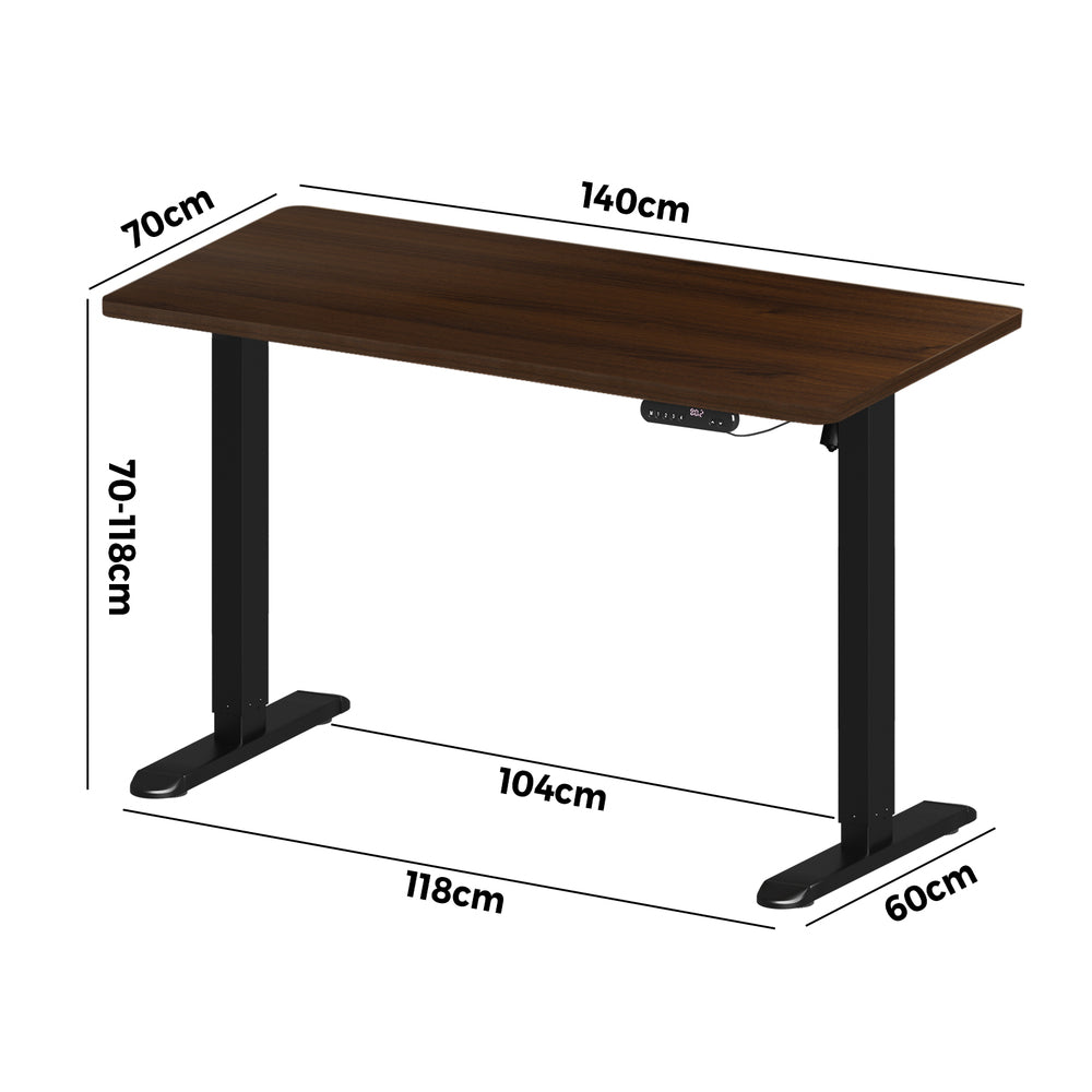 Oikiture Electric Standing Desk Single Motor Black & Walnut 140CM-Standing Desk-PEROZ Accessories