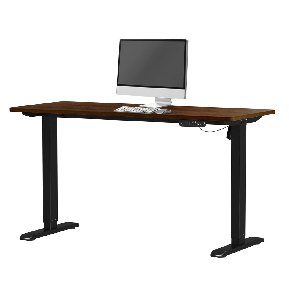 Oikiture Electric Standing Desk Single Motor Black & Walnut 140CM-Standing Desk-PEROZ Accessories