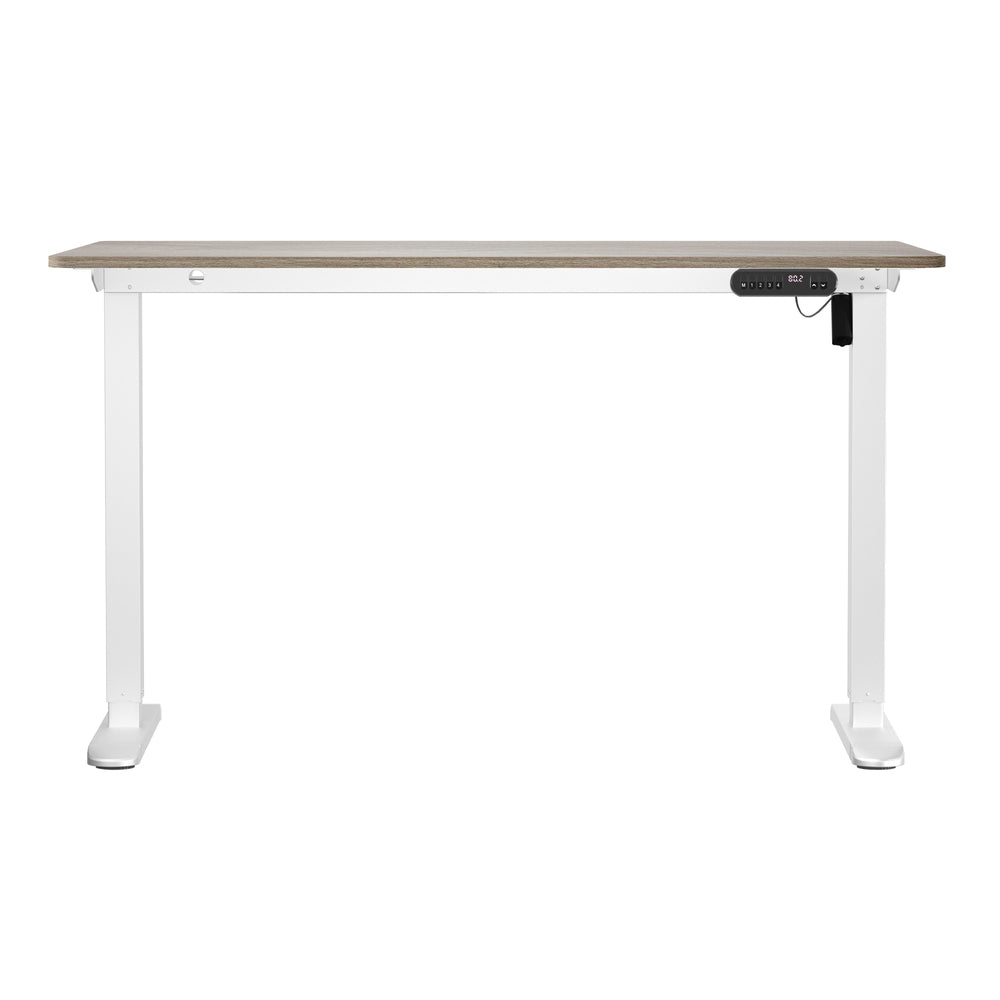 Oikiture Electric Standing Desk Single Motor White & Grey-Oak 140CM-Standing Desk-PEROZ Accessories