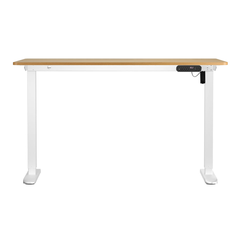 Oikiture Electric Standing Desk Single Motor White & Oak 140CM-Standing Desk-PEROZ Accessories