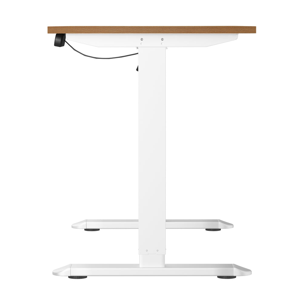 Oikiture Electric Standing Desk Single Motor White & Oak 140CM-Standing Desk-PEROZ Accessories