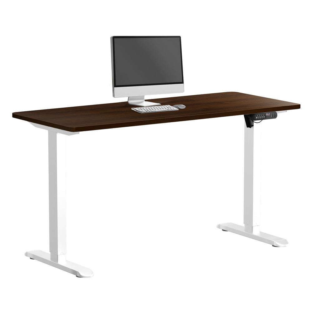 Oikiture Electric Standing Desk Single Motor White & Walnut 140CM-Standing Desk-PEROZ Accessories