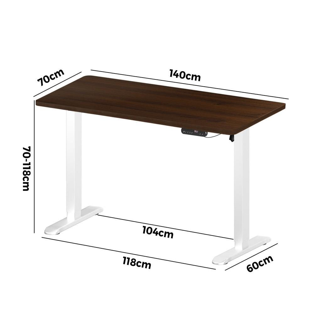 Oikiture Electric Standing Desk Single Motor White & Walnut 140CM-Standing Desk-PEROZ Accessories