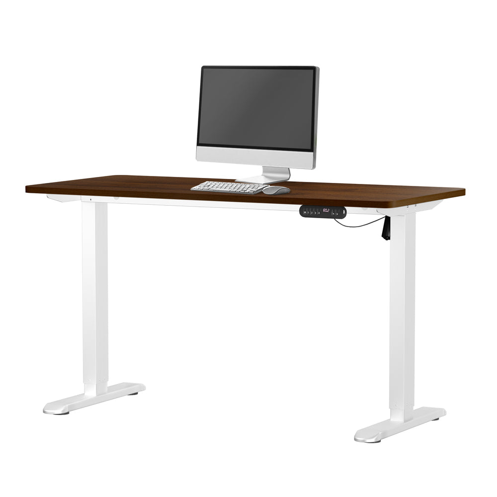 Oikiture Electric Standing Desk Single Motor White & Walnut 140CM-Standing Desk-PEROZ Accessories