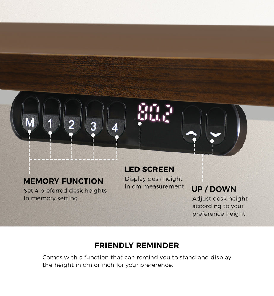 Oikiture Electric Standing Desk Single Motor White & Walnut 140CM-Standing Desk-PEROZ Accessories