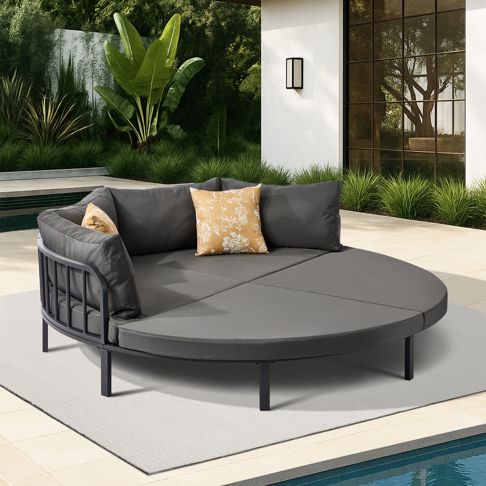 Livsip Outdoor Round Daybed Large Sun Lounge Furniture Lounger Sofa-Sun Bed-PEROZ Accessories