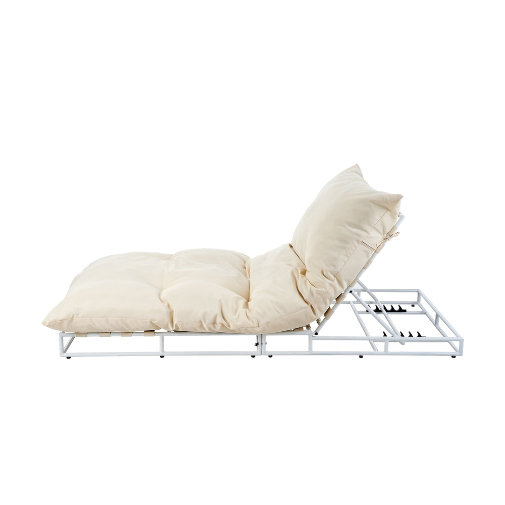 Livsip Outdoor Sun Lounge Day Bed Patio Chair Beige-Sun Beds-PEROZ Accessories