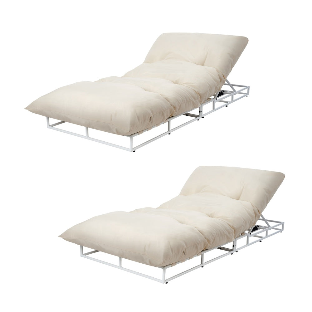 Livsip 2PCS Outdoor Sun Lounge Day Bed Patio Chairs-Sun Beds-PEROZ Accessories