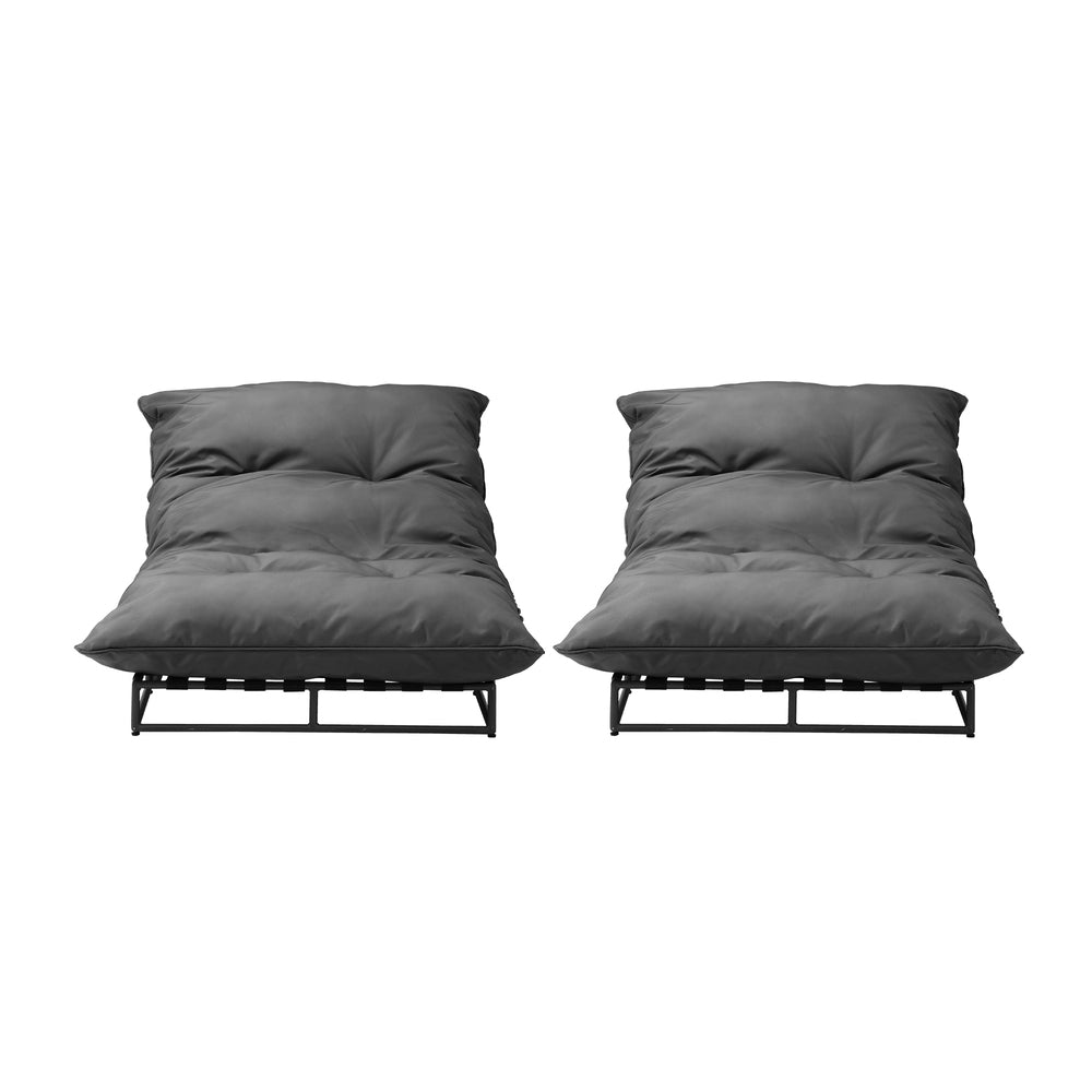 Livsip Sun Lounge with Cushion Outdoor Furniture Sun Bed Day Bed 2pcs-Sun Bed-PEROZ Accessories