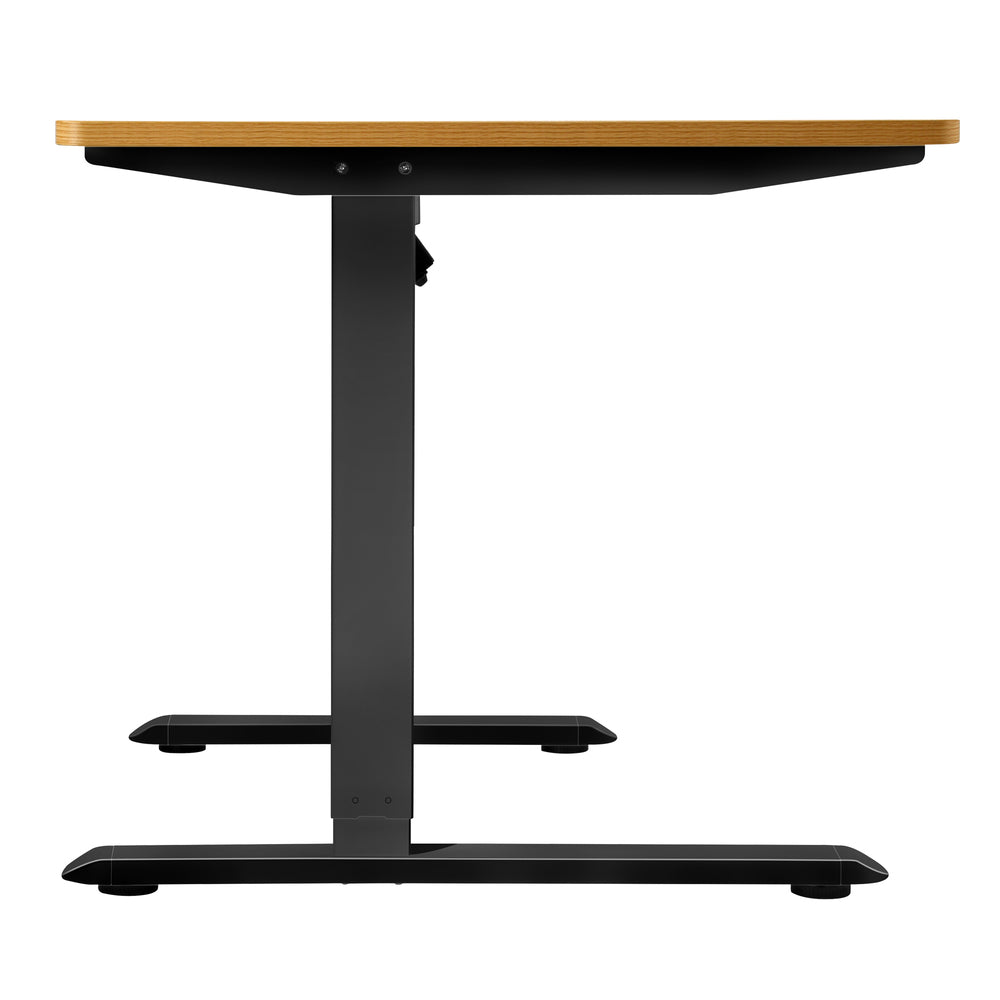 Oikiture L-shape Electric Standing Desk Single Motor 145CM Black & Oak-Standing Desk-PEROZ Accessories