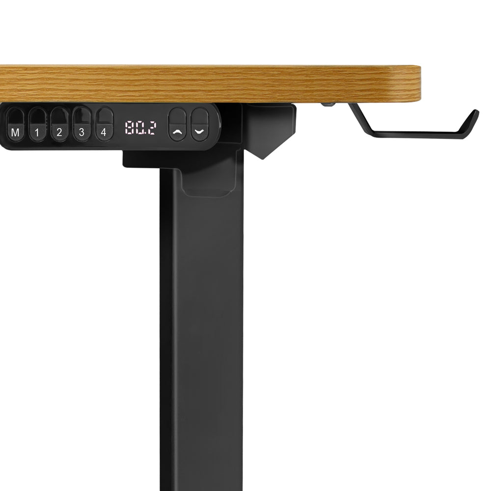 Oikiture L-shape Electric Standing Desk Single Motor 145CM Black & Oak-Standing Desk-PEROZ Accessories