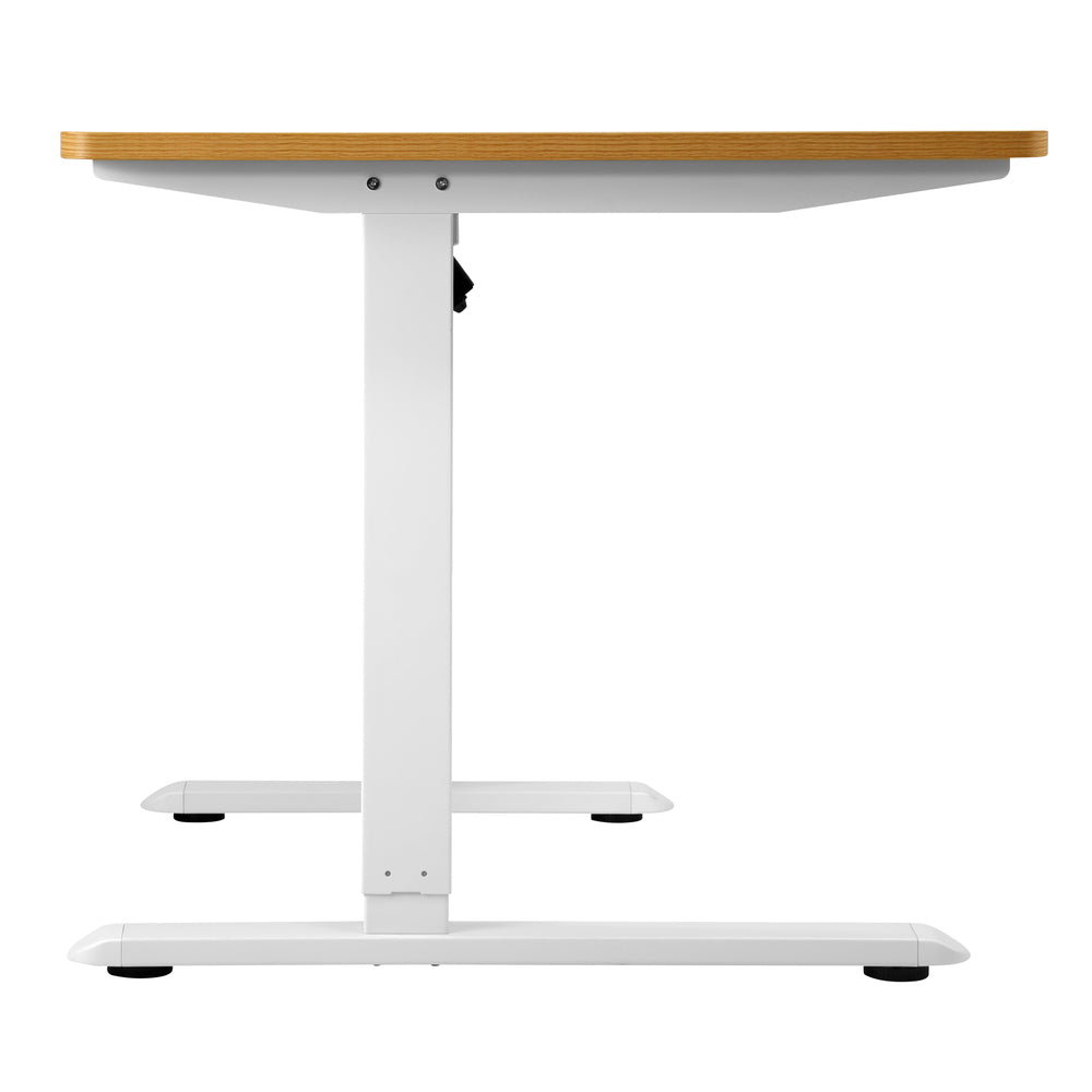 Oikiture L-shape Electric Standing Desk Single Motor 145CM White & Oak-Standing Desk-PEROZ Accessories