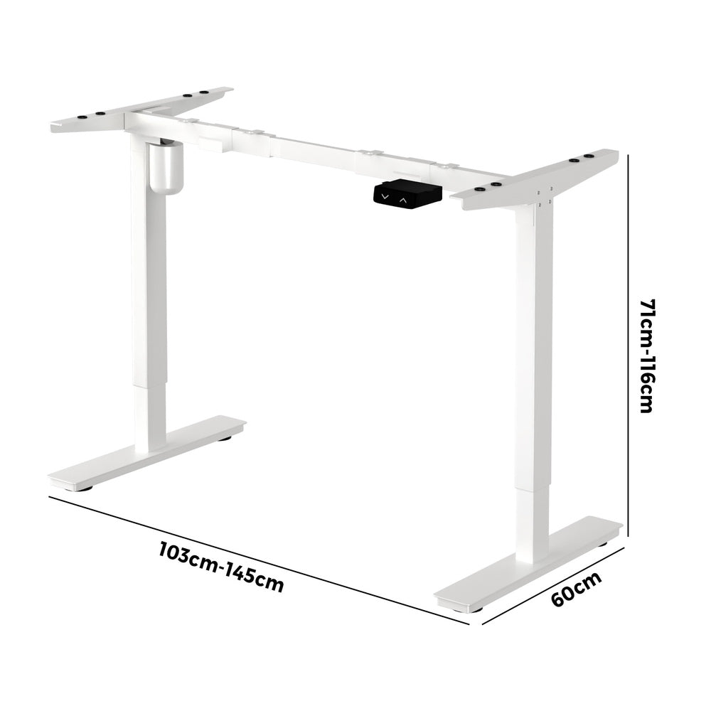Oikiture Standing Desk Frame Only with Single Motor Electric Sit Stand Desk Adjustable Height Workstation White-Office Desks-PEROZ Accessories