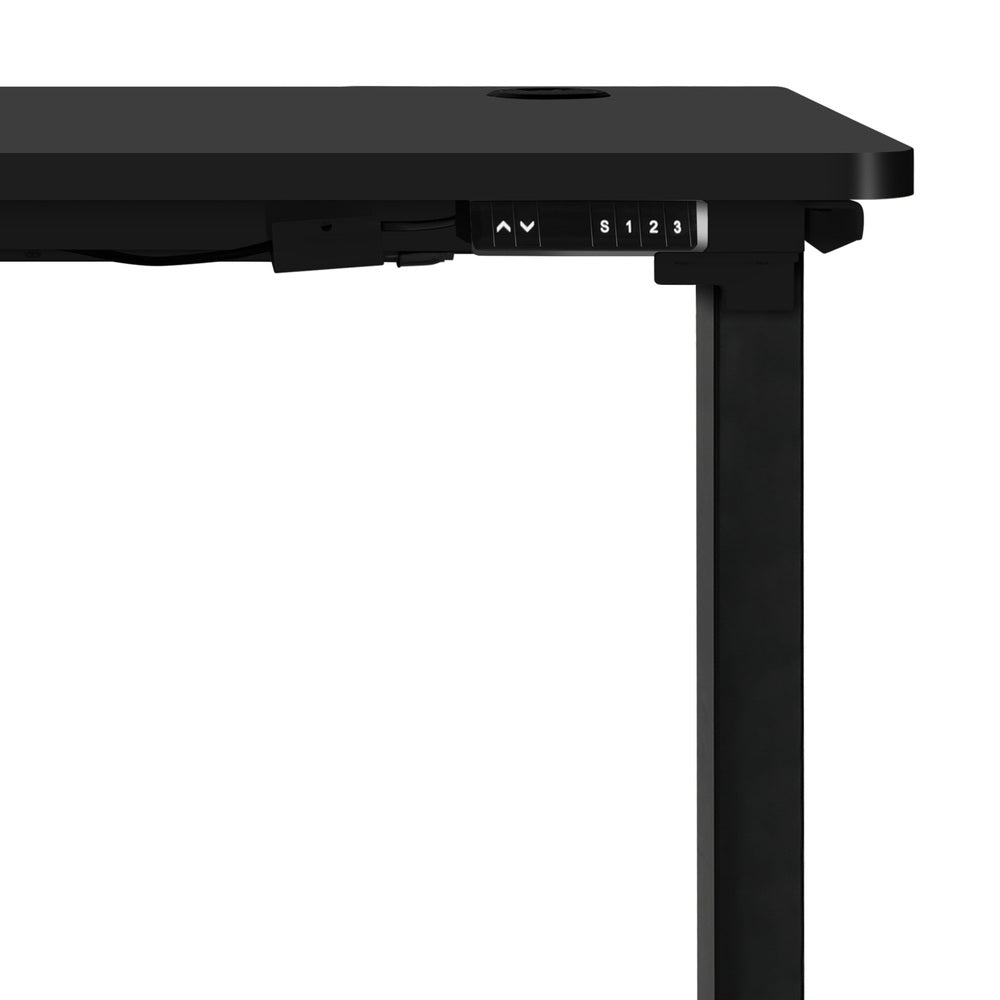 Oikiture Standing Desk Electric Height Adjustable Motorised Sit Stand Desk Rise - Black/Black - 1200mm x 600mm-Office Desks-PEROZ Accessories