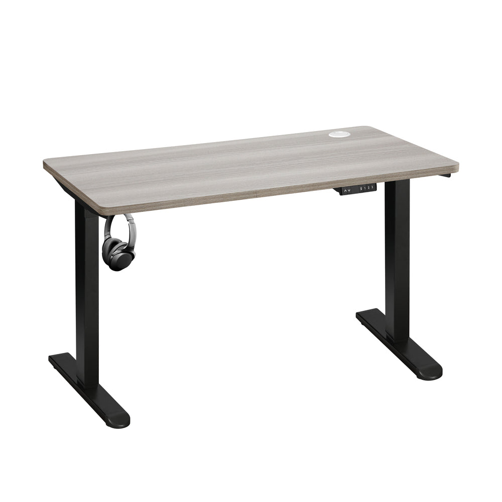 Oikiture 140cm Electric Standing Desk Single Motor Black & Grey-Oak-Standing Desk-PEROZ Accessories