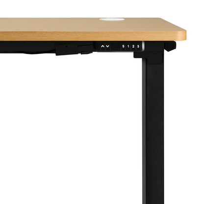 Oikiture Standing Desk Electric Height Adjustable Motorised Sit Stand Desk Rise - Black/Oak - 1400mm x 700mm-Standing Desks-PEROZ Accessories