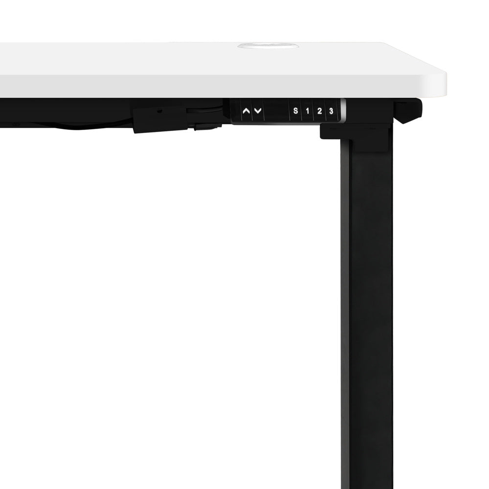 Oikiture Standing Desk Electric Height Adjustable Motorised Sit Stand Desk Rise - Black/White - 1400mm x 700mm-Office Desks-PEROZ Accessories