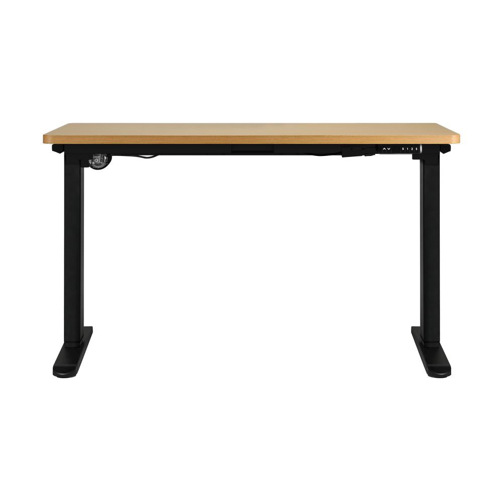OIKITURE Sit Stand Desk Motorised Adjustable 160cm Black&Oak-Standing Desks-PEROZ Accessories