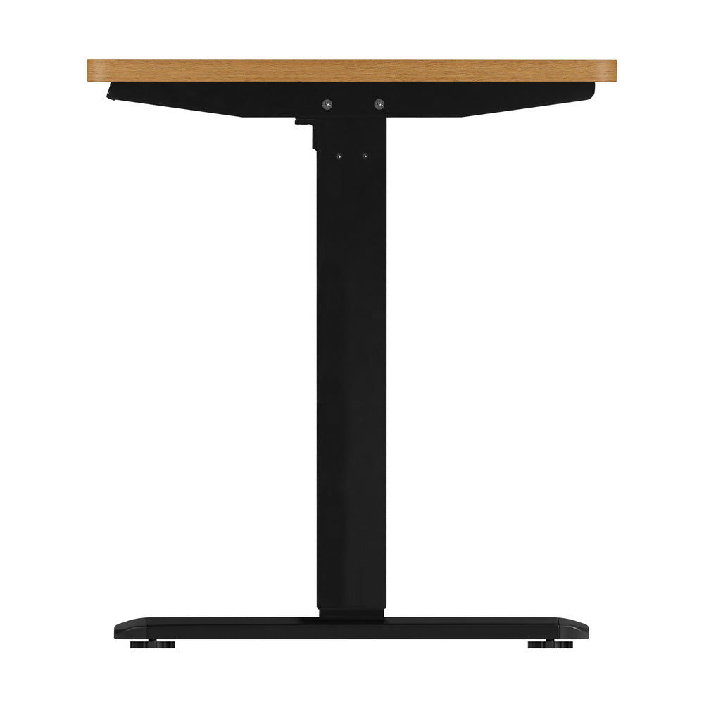 OIKITURE Sit Stand Desk Motorised Adjustable 160cm Black&Oak-Standing Desks-PEROZ Accessories