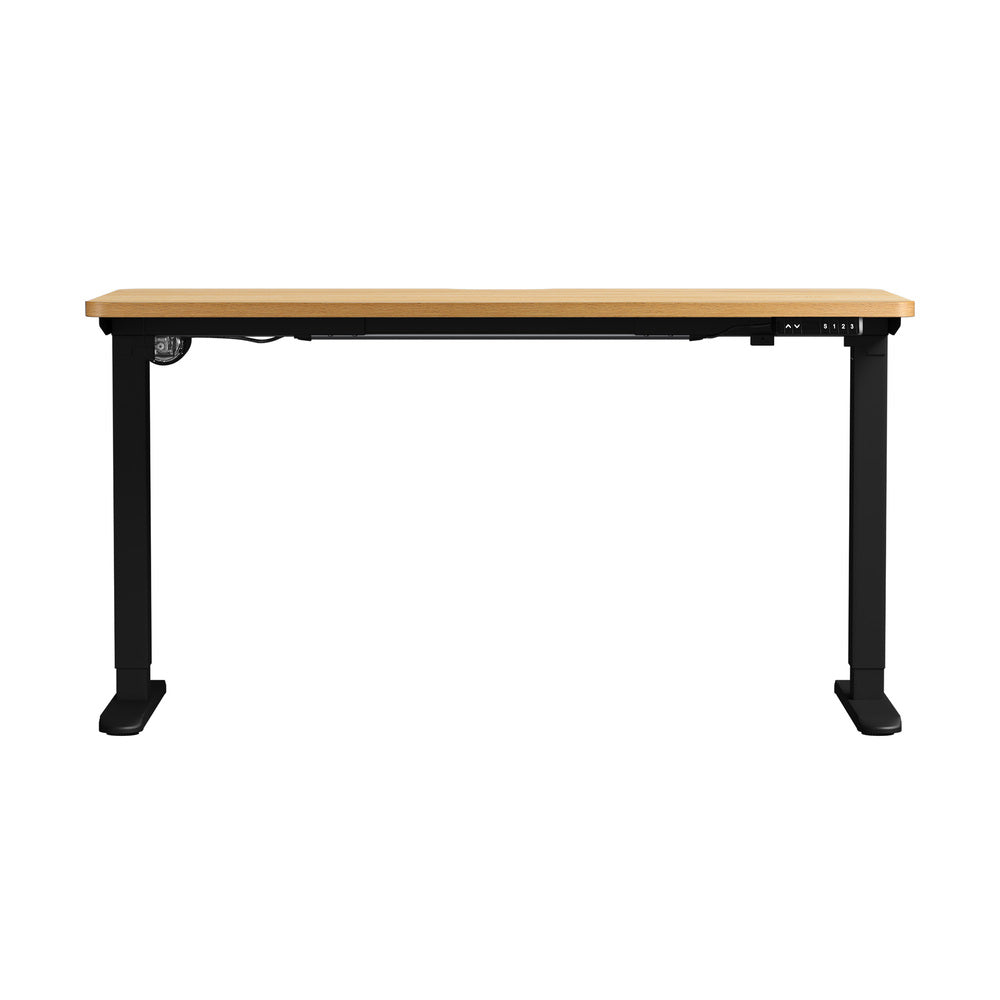 Oikiture Standing Desk Wireless Charging Single Motor 140CM Black & Oak-Standing Desk-PEROZ Accessories
