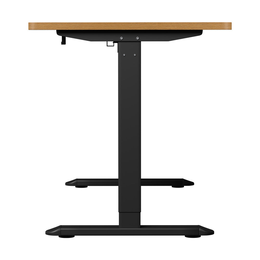 Oikiture Standing Desk Wireless Charging Single Motor 140CM Black & Oak-Standing Desk-PEROZ Accessories