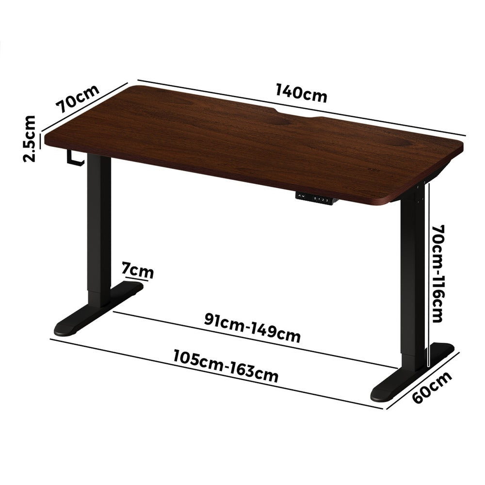 Oikiture Standing Desk Wireless Charging Single Motor 140CM Black & Walnut-Standing Desk-PEROZ Accessories