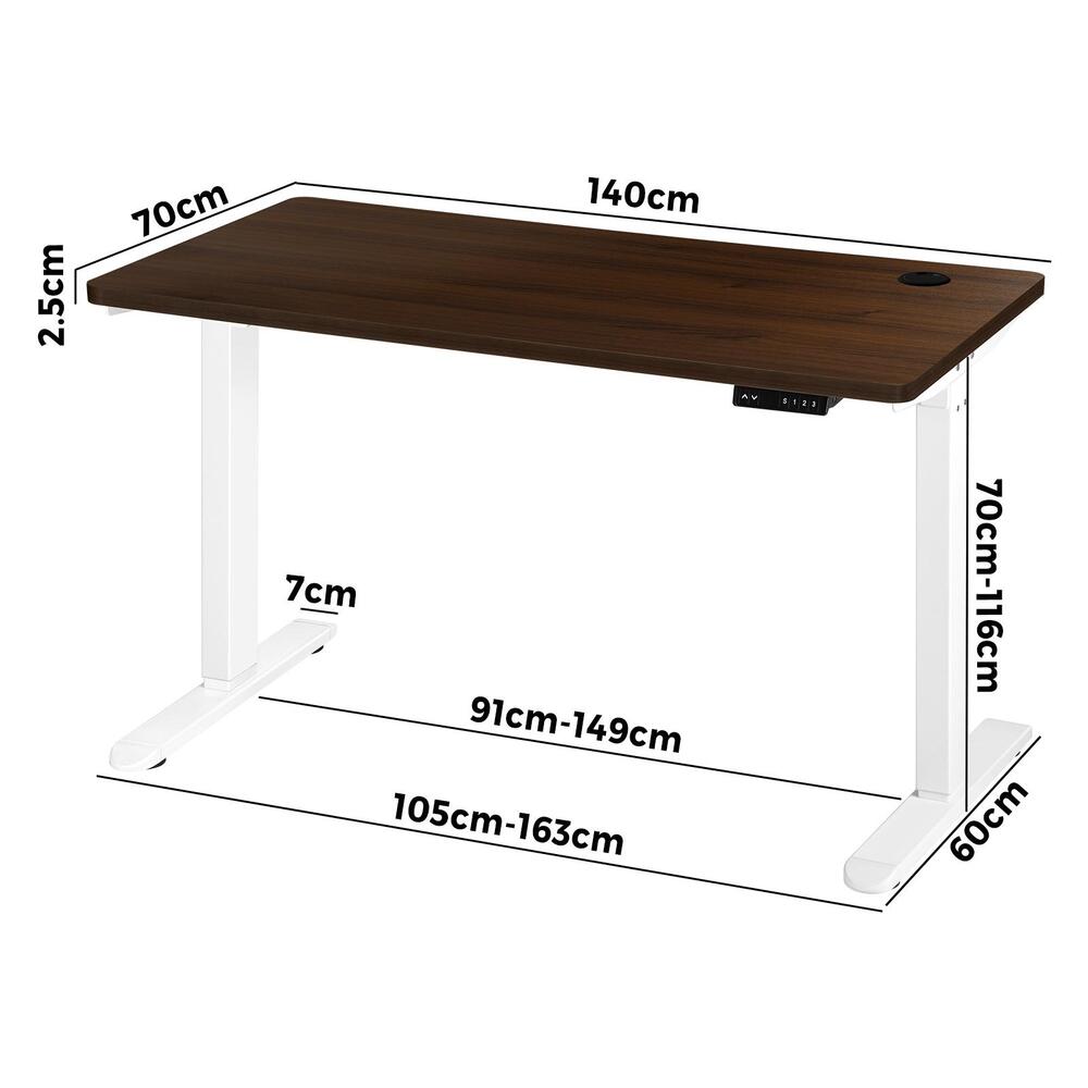 Oikiture Standing Desk Electric Height Adjustable Motorised Sit Stand Desk Rise - 1400mm x 700mm-Office Desks-PEROZ Accessories
