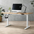 Oikiture Standing Desk Electric Height Adjustable Motorised Sit Stand Desk Rise - White/Oak - 1500mm x 750mm-Office Desks-PEROZ Accessories