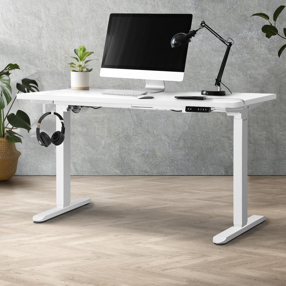 Oikiture Standing Desk Adjustable Motorised 150 White-Standing Desks-PEROZ Accessories