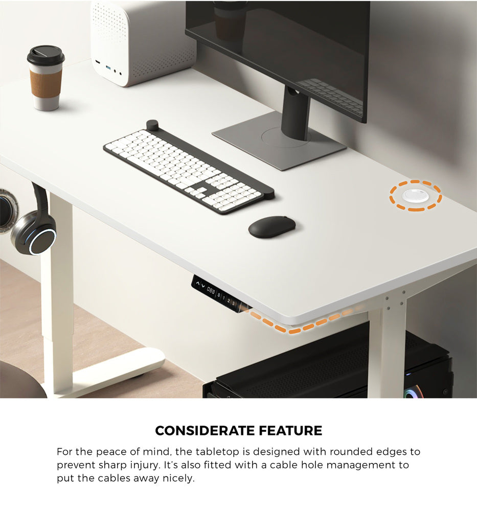 Oikiture Standing Desk Adjustable Motorised 150 White-Standing Desks-PEROZ Accessories