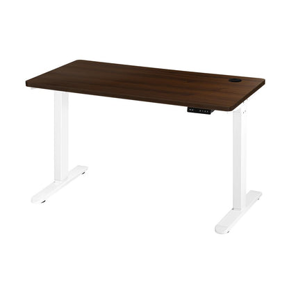 Oikiture Standing Desk Electric Height Adjustable Motorised Sit Stand Desk Rise - White/Walnut - 1500mm x 750mm-Standing Desks-PEROZ Accessories