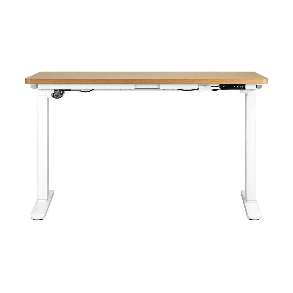 OIKITURE Sit Stand Desk Motorised Standing Desk Adjustable Table 160cm Lenght White and Oak-Office Desks-PEROZ Accessories
