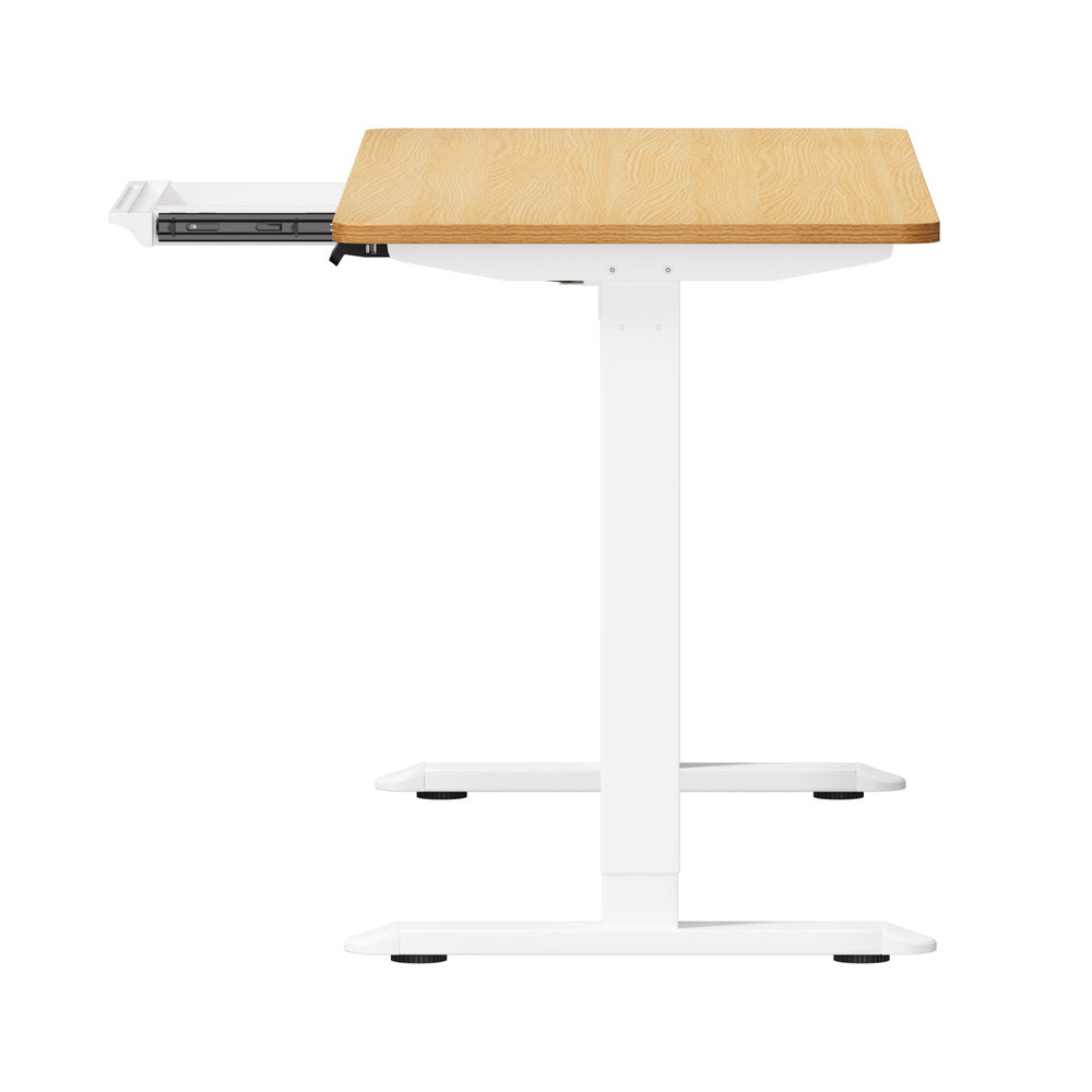 Oikiture 160cm Standing Desk With Drawer Motorized Adjustable White-Standing Desk-PEROZ Accessories